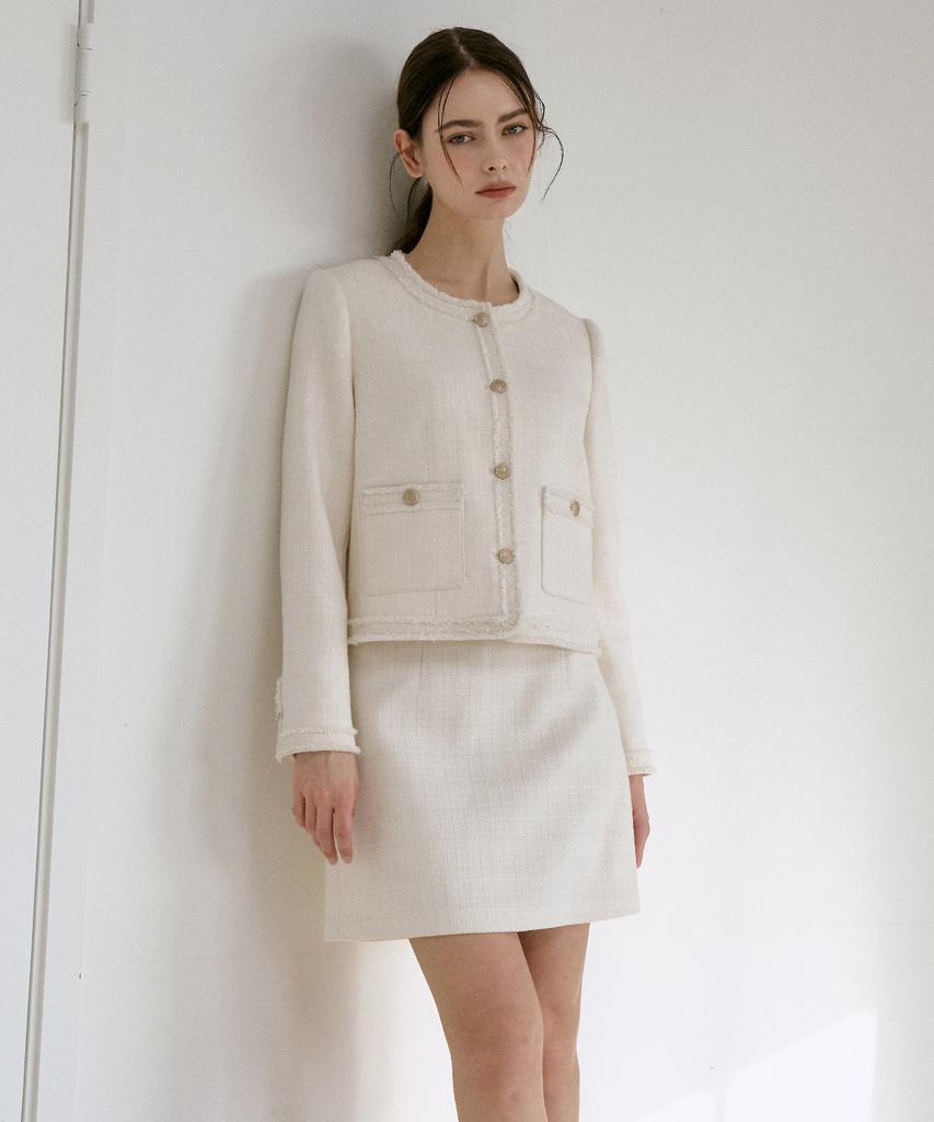 210 Edit Essential Tweed Skirt [Ivory]_Zf1Sk515