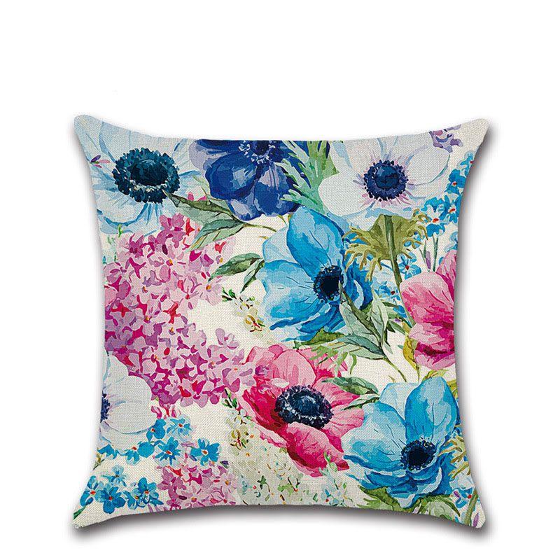 Chic 18'' Green Tropical Plant Cotton Linen Decorative Cushion Cover For Modern Homes