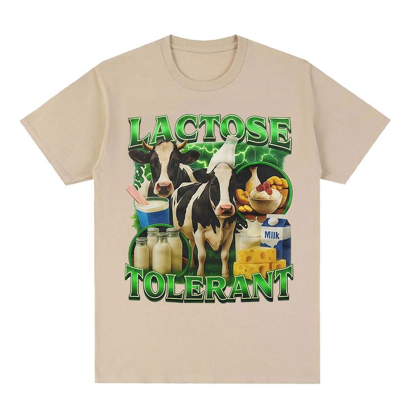 Lactose Tolerant Cow Funny Dairy Lover Graphic TShirt Unisex Women Fashion High Quality Cotton T Shirts Fashion ONeck Cotton Tees