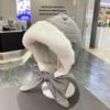 Fleece-lined Earmuffs Hat with Straps Ear Protection Cap Korean Style Winter Hat  for Women