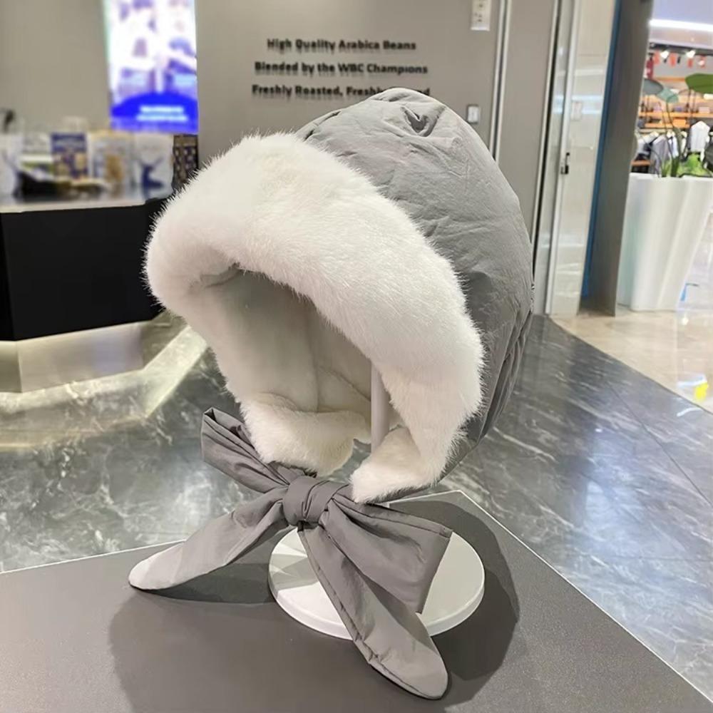 Fleece-lined Earmuffs Hat with Straps Ear Protection Cap Korean Style Winter Hat for Women