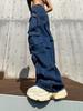 Autumn 2025 Women's High-Waisted Wide-Leg Jeans with Large Pockets and Casual Style