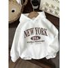 Felpa da Donna Casual Elegante con Stampa di Lettere Pullover a Manica Lunga con Tasche a Marsupio Design Minimalista Comodo ed Elegante