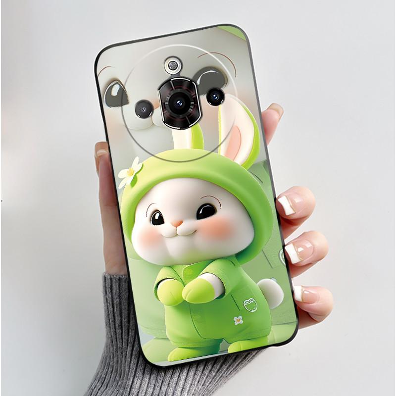 For ZTE Nubia Focus Pro 5G Case Z2351N Luxury Cute Heart Rabbit Soft TPU Silicon Matte Black Phone Casing Shockproof Back Cover