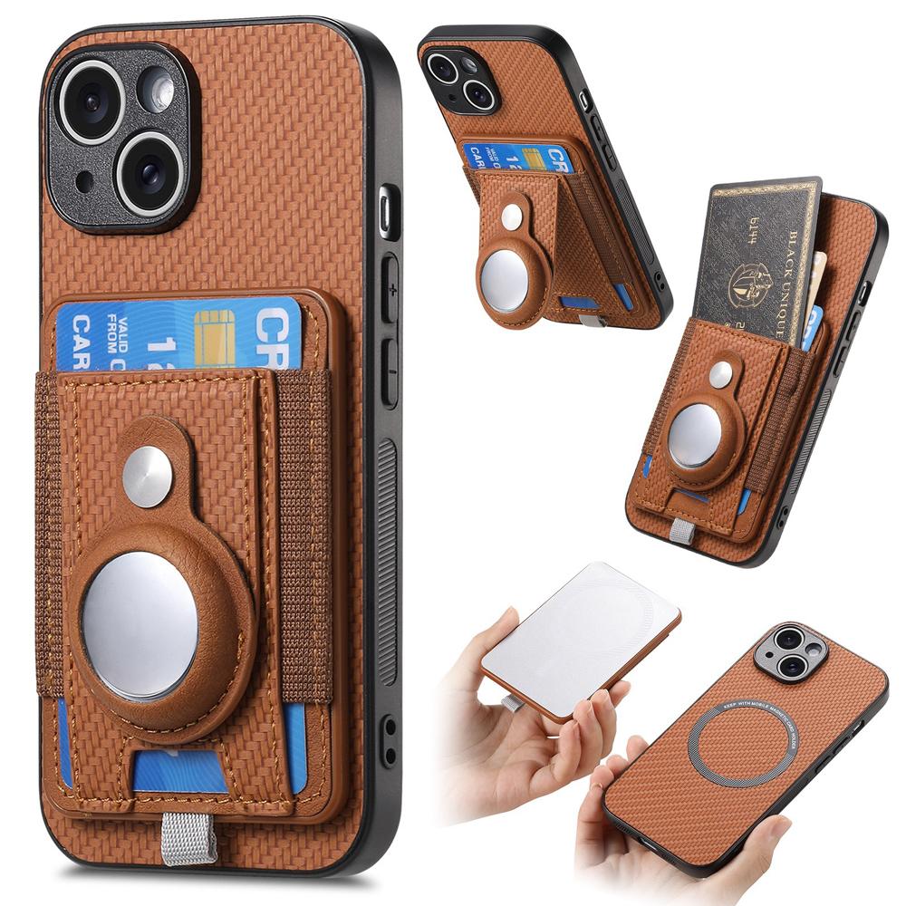 Case For iPhone 16 15 14 Plus 13 Mini 12 11 Pro Max Magsafe Phone Case With AirTag Safeguard Card Holder Wallet Magnetic Adsorpt