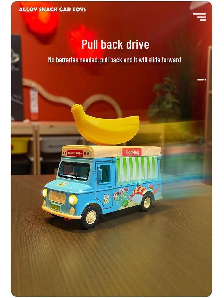 Children's Pull-Back Alloy Toy Bus with Ice Cream, Popsicle, Hamburger, & Kitchen Music