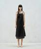 Rie Checked-Chiffon Layered Midi Dress Black