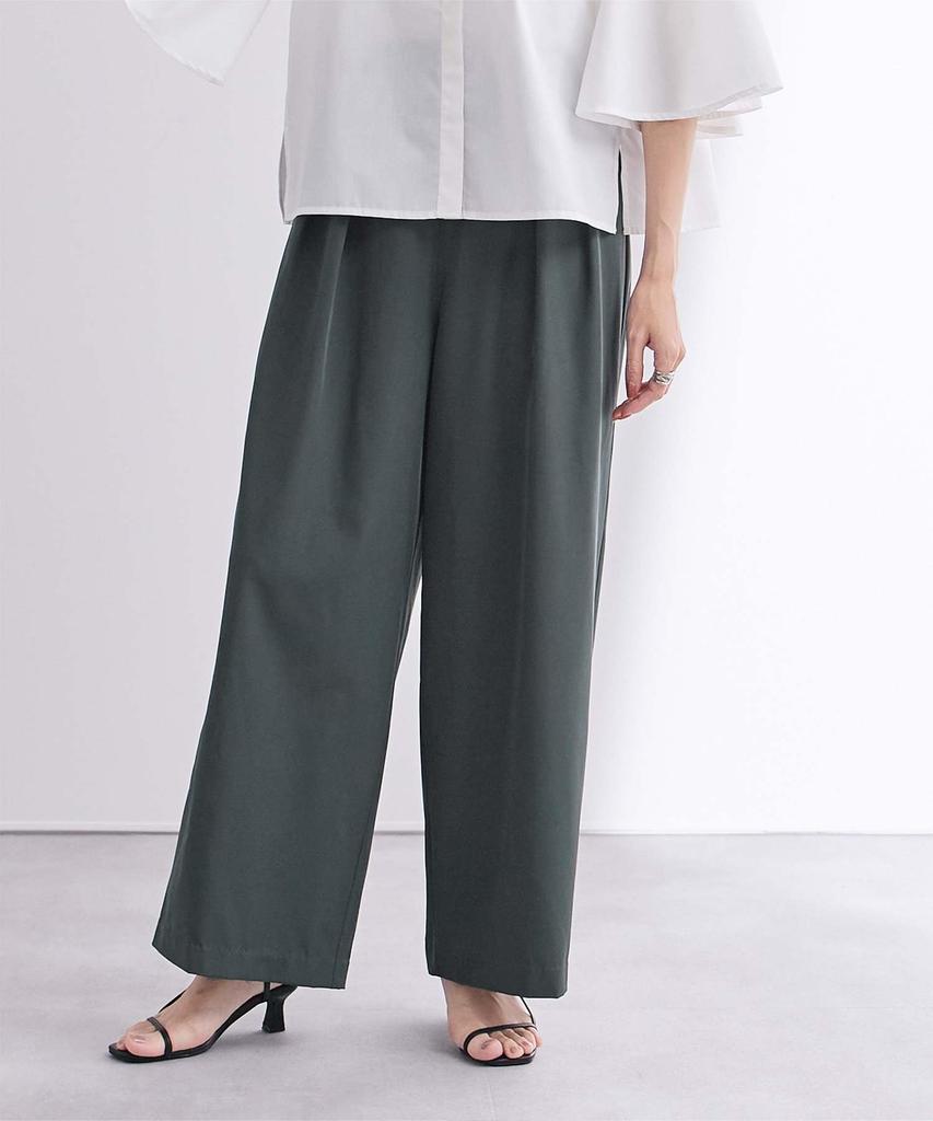 Elastic Waist Wide Pants BFXT0309 S Charcoal [Yours] Water-repellent Two-pleat Women's
