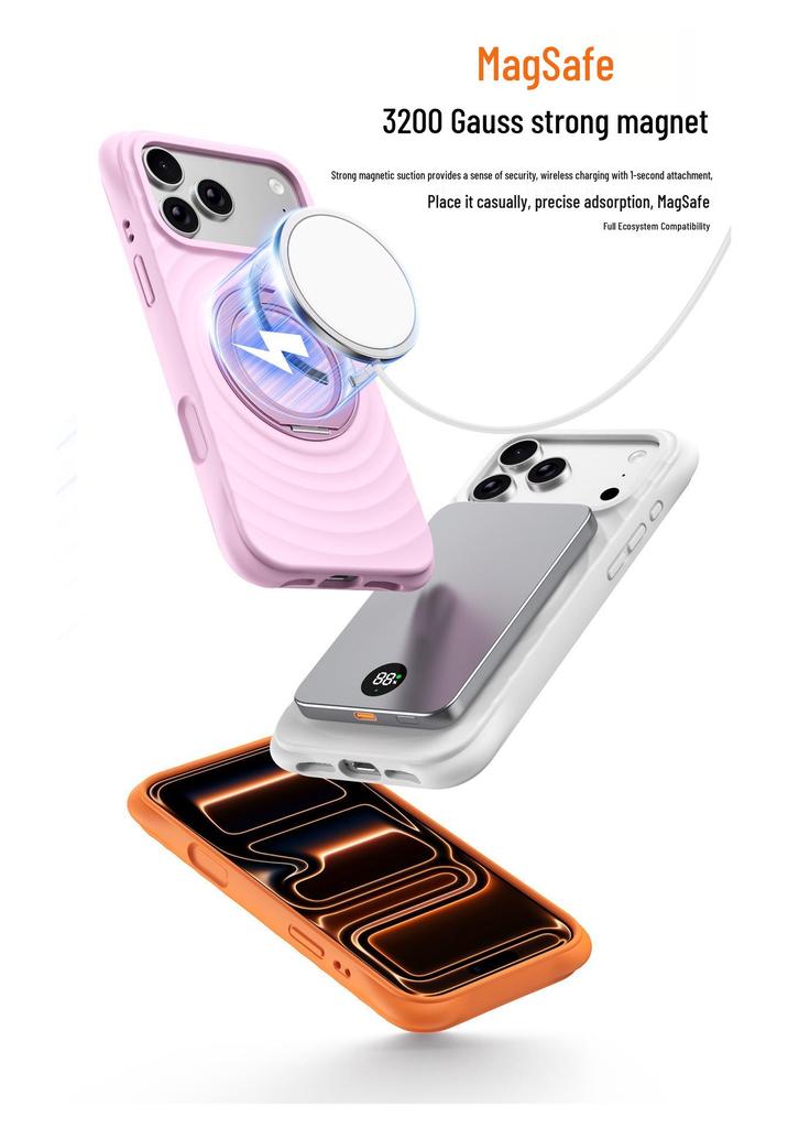 Apple 17 Pro Max Magnetic Case with Rotating Stand - iPhone 16 Liquid Silicone Cover