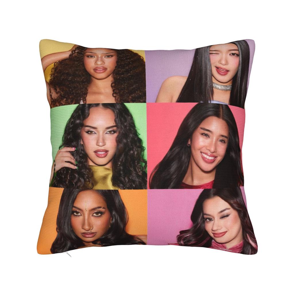New Kpop Style Girls Katseyes Pillow Cover Funny Pillow Case For Sofa Home Decor Soft Cushion Cover Gift Idea