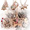 Weihnachtsbaum dreidimensionaler Elch-Anhänger, Farbe Holz, Stern, rund, sechsteiliges Set