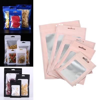 20Pcs Plastic Zipper Pouches Reusable Zip Lock Bags Aluminum Foil Matte Waterproof Clear Window