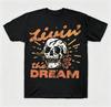 Livin' the Dream Distressed Skull Retro Grunge Indie Boho Graphic Tee