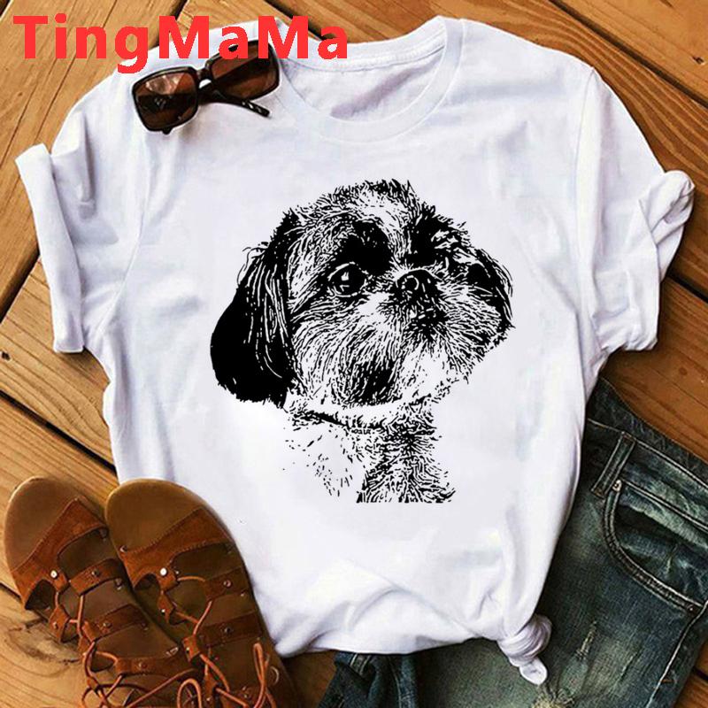 Mom T-shirt Women Harajuku Summer Tops Cartoon Shih Tzu Graphic Tees Kawaii Fashion Unisex Tops