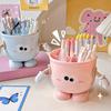 Pen Holder Cartoon Design Macaron Color Desk Organizer Large-capacity Partitioned Desk Caddy Home Office School Decor