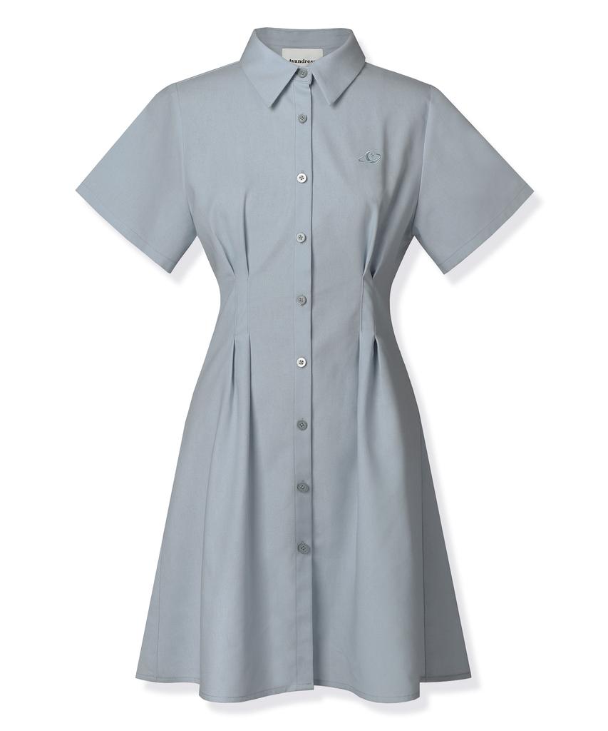 Urban Dress French Linen Like Slim Shirt Dress Powder Blue