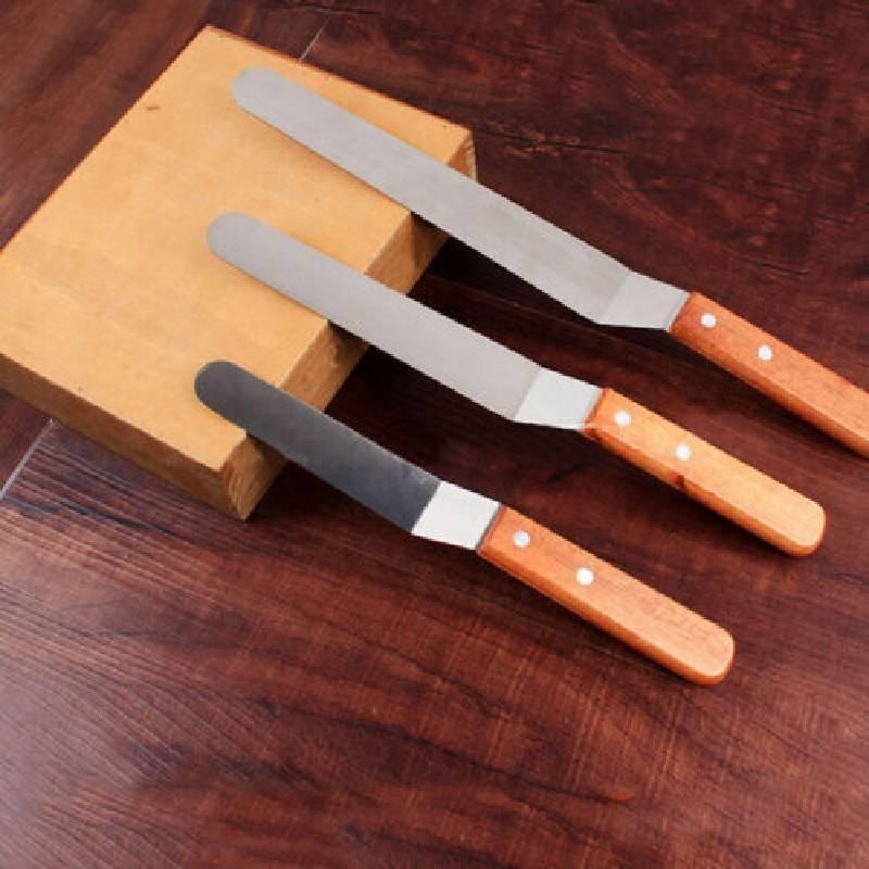 Premium Quality Stainless Steel Wooden Handle Icing Spatula Set 4-inch 5-inch 10-inch
