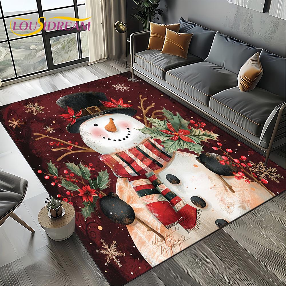 2025 Frohe Weihnachten Baum Weihnachtsmann, Neujahr Märchen Geschenk Teppich für Zuhause Schlafzimmer Sofa Fußmatte Dekoration, Rutschfeste Bodenmatte