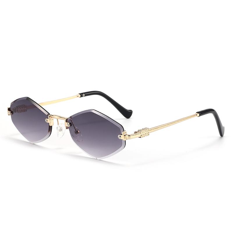 Rimless Irregular Diamond Shape Metal Sunglasses Women Men Retro Fashion Luxury Brand Sun Glasses Beach Lady Man Glasses UV400