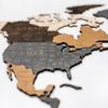 3D Wooden World Map Beige Brown 130x72cm Cities Wall Decoration
