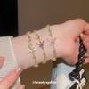 K Real Gold Electroplated Zircon Flower Bracelet Exquisite Elegance Sweet Versatile Bracelet Light Luxury High-end Jewelry Women