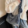 Einfarbige Umhängetasche Unterarmtasche Damen Denim-Tasche Pendler-Schultertasche