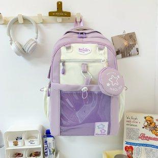 Schoolbag Elementary school schoolbag girl High value contrasting color Junior high school girls Large capacity pain bag Multi-pocket backpack
