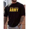 Europeiska storlekar Herr Militär T-shirt - Överdimensionerad Lös Passform Kortärmad med Tydligt Gult Tryck & Armé Stjärnlogotyp, Andningsbar Avslappnad Sommar