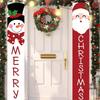 1 Pair Christmas Hanging Banner, Merry Christmas Doorway Decor with Cute Santa Claus and Snowman, Elegant Outdoor and Indoor Decoration Home