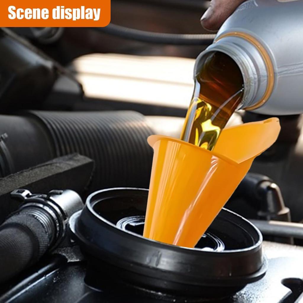 Long Neck Oil Funnel, Plastic Spill Saver Funnels, Multi-Function Funnel for All Automotive Oils, Water, Diesel Fuel, Lubricants, Engine Oils,