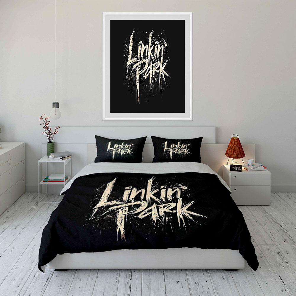 "Linkin Park Black Bedding Set" Bedding Duvet Cover Set Duvet Cover Pillowcases  (1 * Duvet Cover 2 * Pillowcases, Without Duvet Insert)