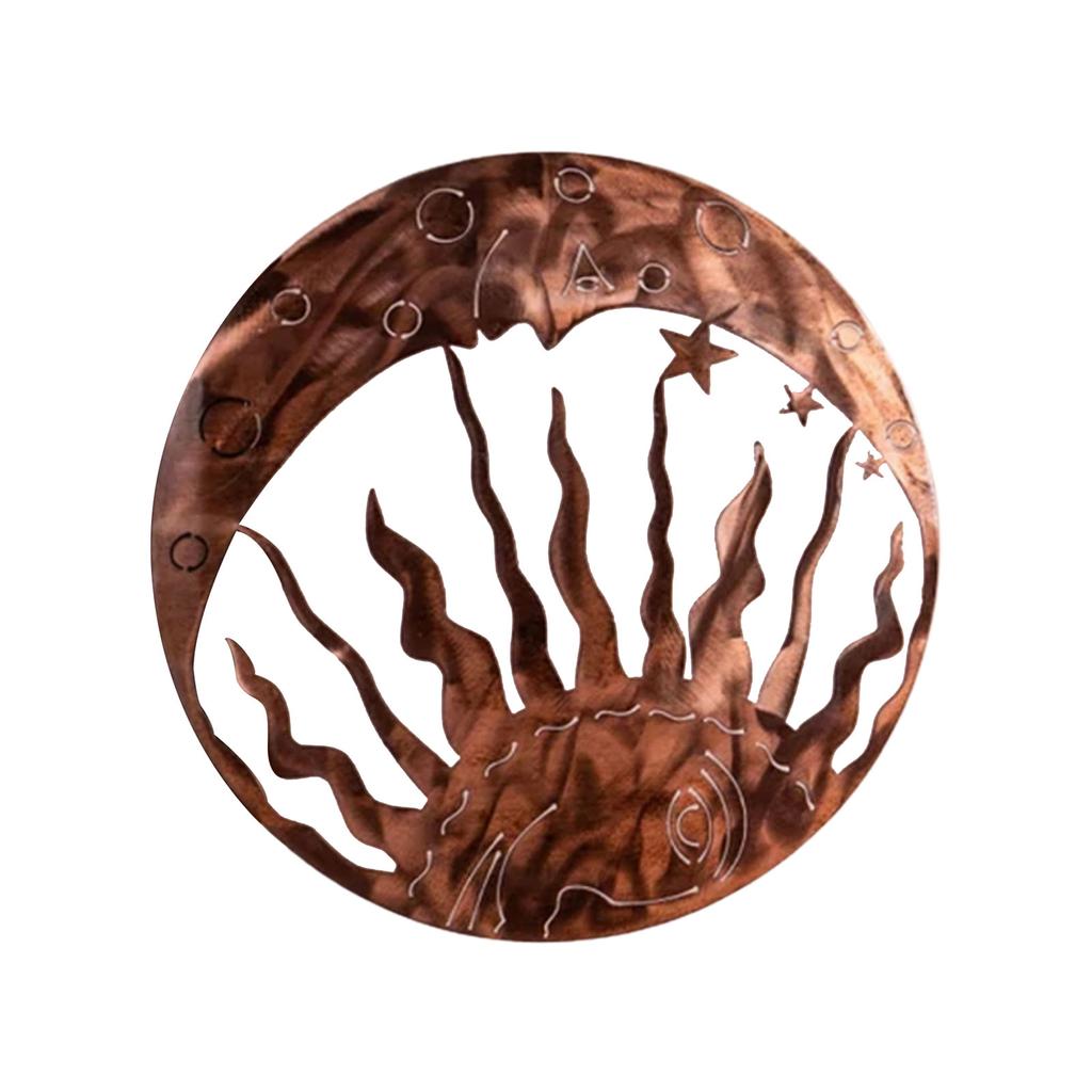 Stylish Metal Sun and Moon Wall Decorations Unique Outdoor Piece for Garden Porch Eye Catching Miniatures Statues