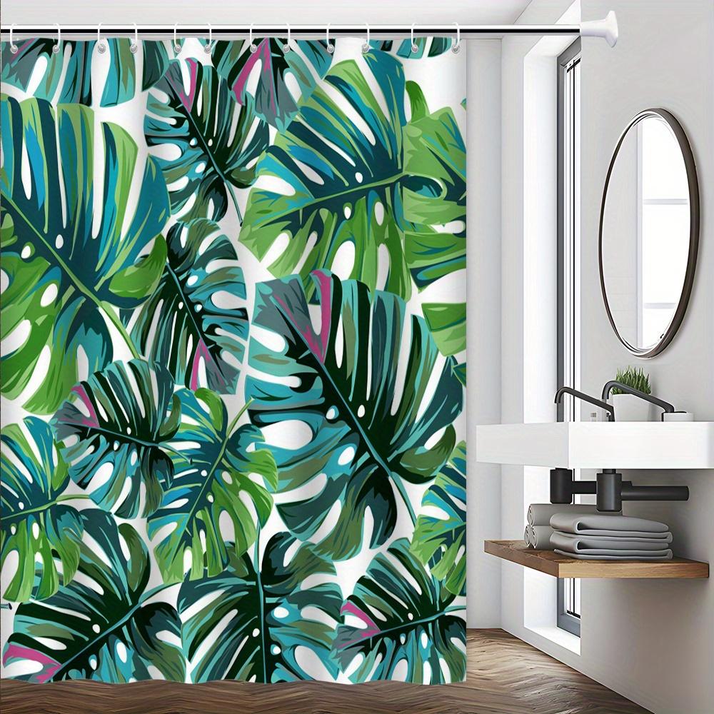 Tropical Monstera Shower Curtain - Vibrant Green Leaf & Exotic Plant Theme for Bathroom Decor, Adds Fresh and Lush Atmosphere