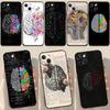 Gehirn Kunst Hülle für iPhone 13 12 11 14 15 Pro Max 7 8 Plus X XR XS Max 12 Mini SE 2020 2022 Hülle Coque