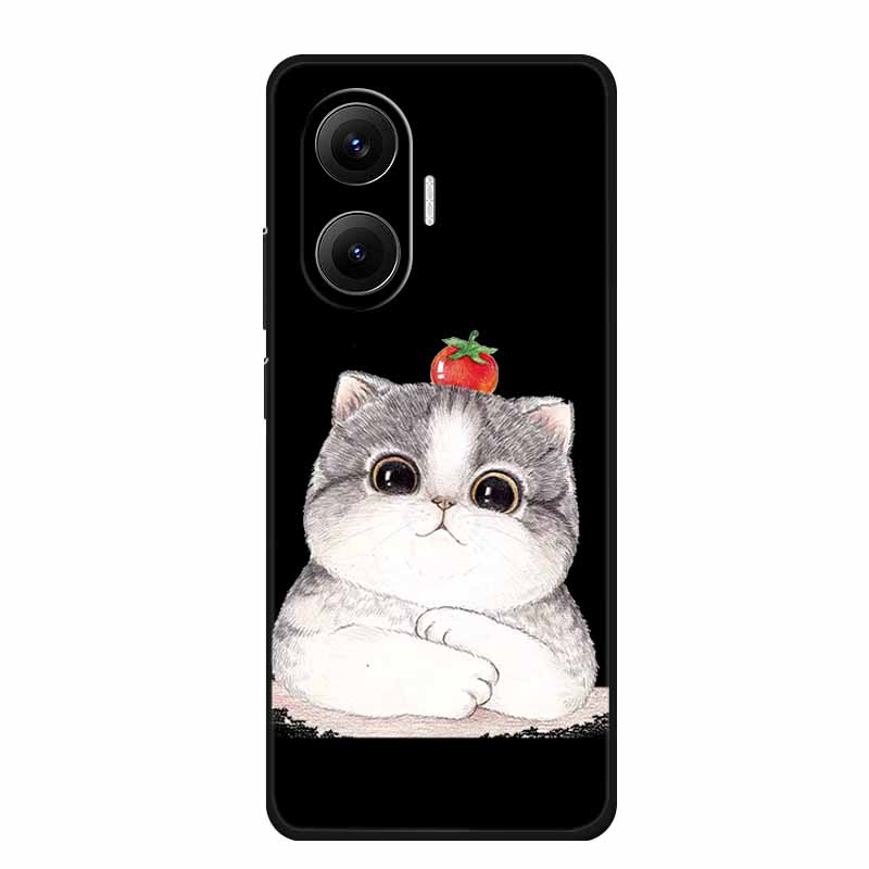 Black Silicone Case For Redmi Turbo 4 Pro A5 4G Case Cartoon Cat Soft Back Cover For Xiaomi Poco X7 Pro C71 Poco M7 4G Plus Case