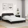 Vidaxl Bed Frame with Headboard, Black-White, 140X190 Cm, Faux Leather