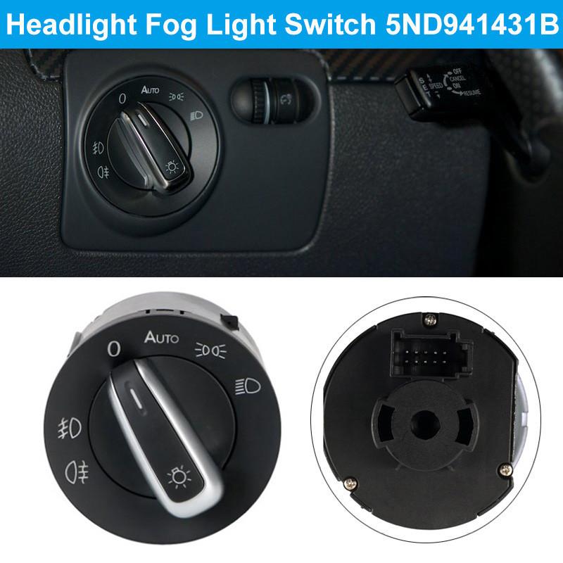 1pc Black 12V 10 Pins Car Headlight Fog Light Switch Fit for Passat Golf Jetta Caddy Tiguan Touran