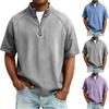 Men  Cotton  Wash Shirt Tee Top Short Sleeve Stand Collar