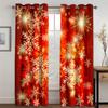Cheap 3D Print Merry Christmas Gold Snowman Santa Claus Children's 2 Pieces Shading Window Curtain for Living Room Bedroom Decor