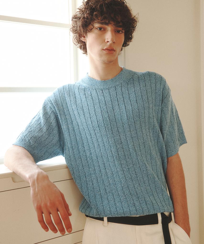 KNITTED Summer Boucle Round Knit Blue