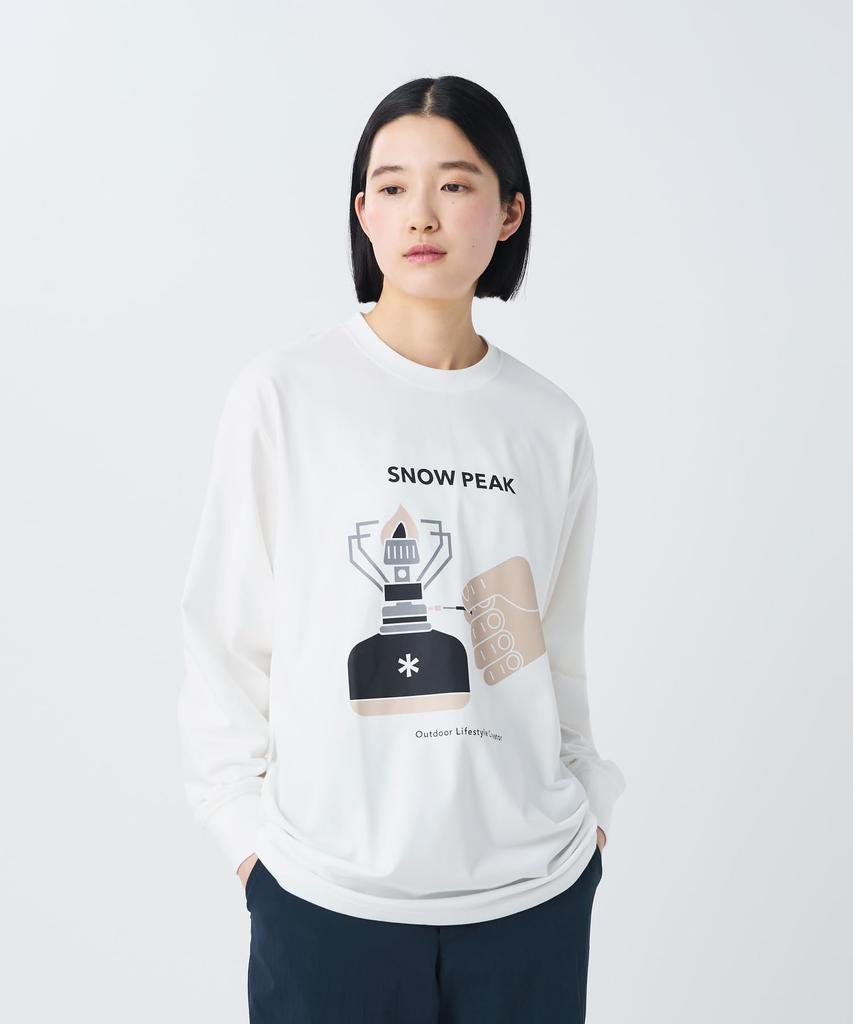 Enjoy Camping Long Sleeve OFF Size M [Snow Peak] T-Shirt TS-26SU001 Long-sleeved T-shirt, Men's/Women's, WHITE,