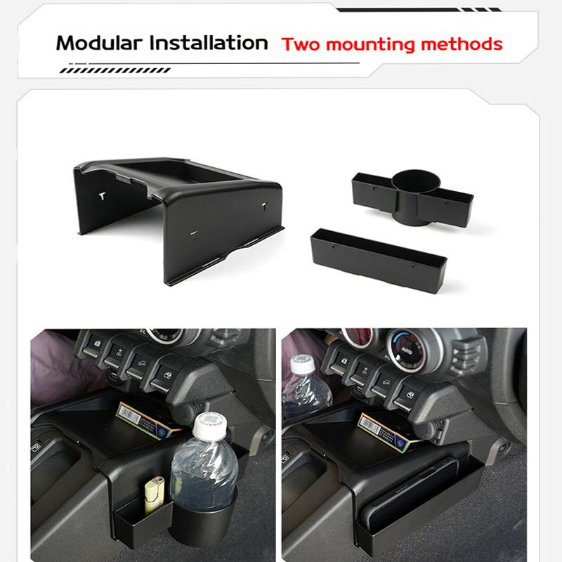Pour les modèles Suzuki Jimny JB74/JC74 2019-2025 Boîte de rangement spécialisée pour voiture Arrêt de rangement Porte-gobelet d'eau Accessoires intérieurs