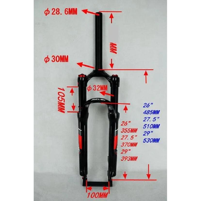 PASAK Mountain Bicycle Fork 26in 27.5in 29 Inch MTB Bikes Suspension Fork Air Damping Front Fork Remote and Manual Control HL RL