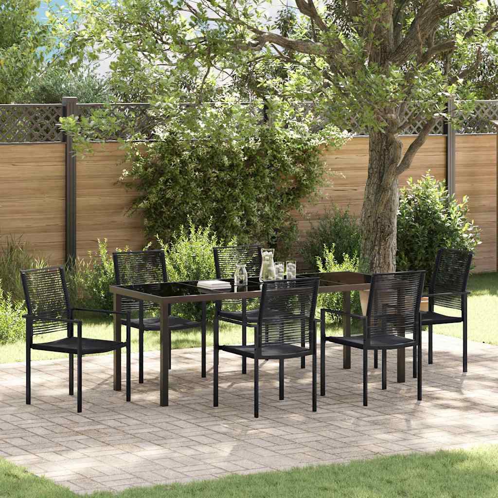 Garden Dining Set 7 Pcs Black Powder Coated Steel