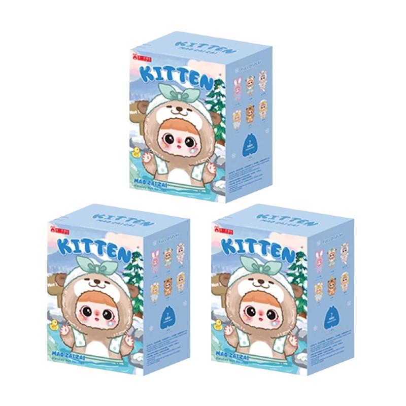 Kitten Holiday Hot Spring Series Plush Blind Box Mystery Surprise Adorable Doll Pendant Soft Plush Toy Gift For Girls