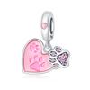 Beads Copper Charms Original Pink Heart Claw Pendant Beads Fit Bracelet Jewelry Diy Women Fine Gift Accessory