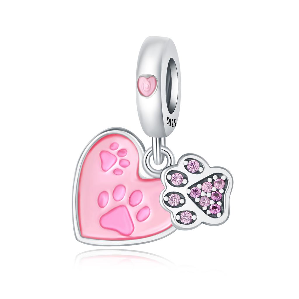 Bead Components Copper Metal Charm Bead Components Authentic Original Pink Heart Claw Pendant Bead Component Bead Components Compatible With Bracelet