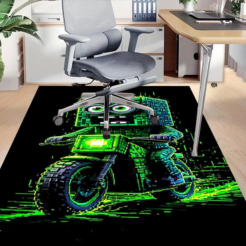 1PC Robot Motorcycle Extra Large Non Slip Floor Carpet, Office, Family, Bedroom, Studio Large Area Rug Indoor Rugs