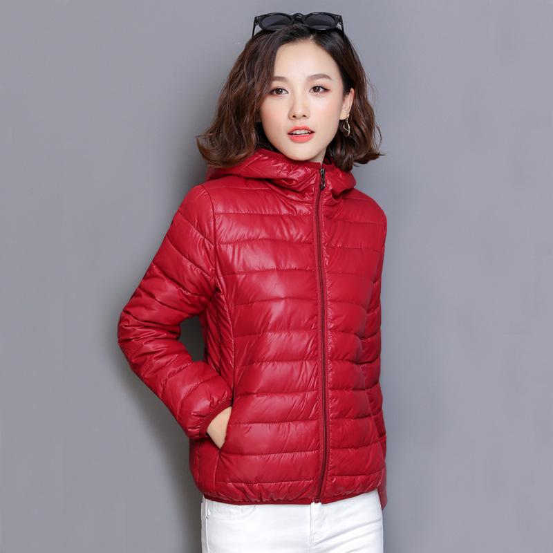 Down Jacket Women Trend Korean Style Ultra Light Hit Hooded Coat Coats Lightweight Padded Puffer Jackets Winter