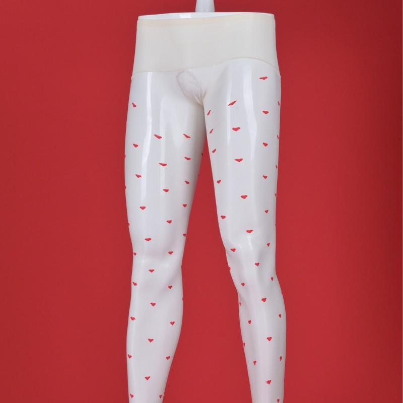 Bodystocking Sexy da Uomo con Guaina per Pene Lucido Oleoso a Pois Jacquard a Forma di Cuore Biancheria Intima Calze Senza Cuciture Sissy Gay